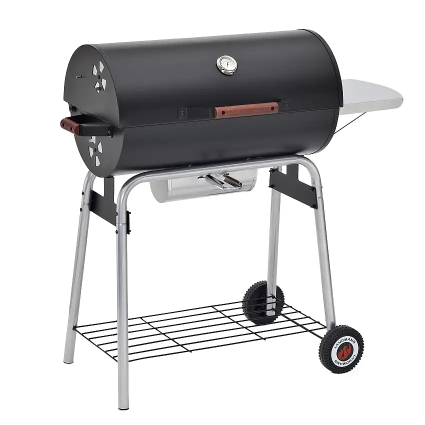 Kolgrill LandmannBlack Taurus 660 Grilltunna med Justerbart Galler & Avtagbart Sidobord