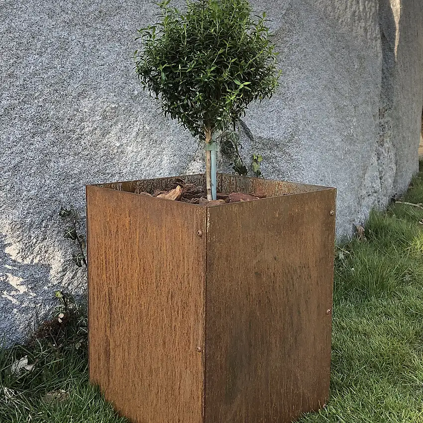 Ytterkruka FlexigardenCortenUtan botten; Mått: 45x45x55 cm