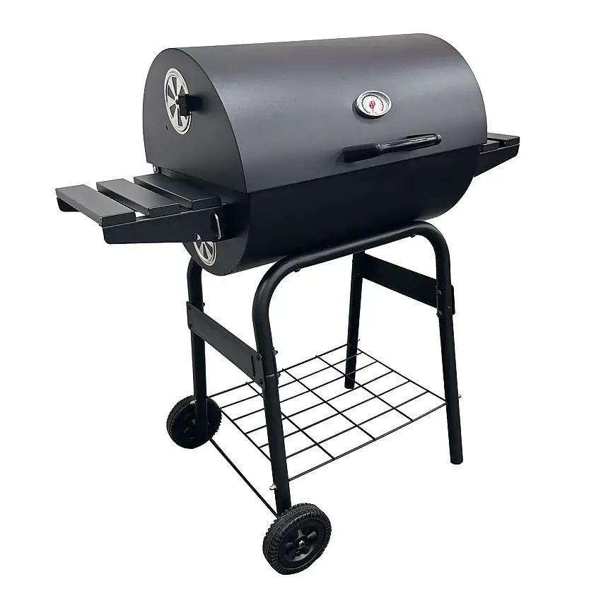 Kolgrill LandmannGrilltunna 550 Stål med Sidobord och Termometer