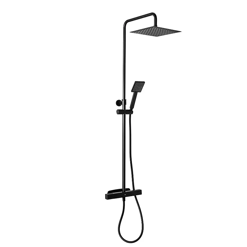 Takduschset HafaMix Slim SquareSvart Matt, cc-mått: 150 mm, Duschhuvud: 300x300 mm