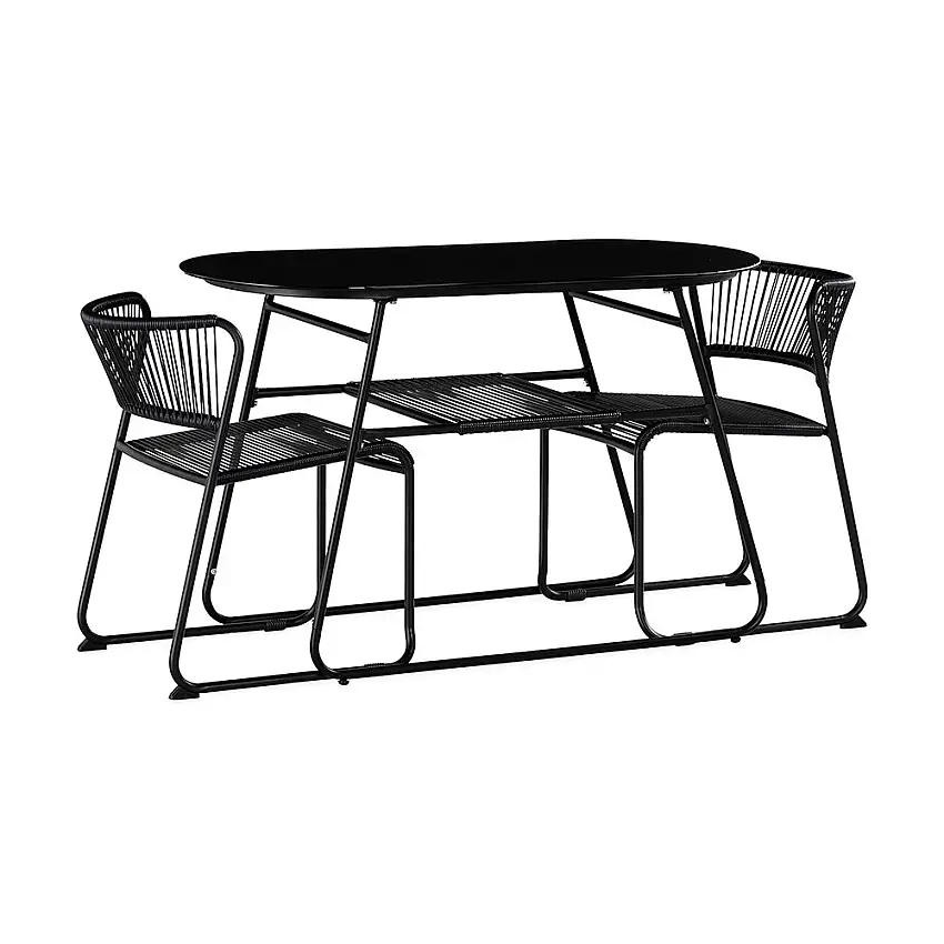Caféset Comfort GardenLamborg 120 cm Oval med 2 Trädgårdsstolar Utomhus