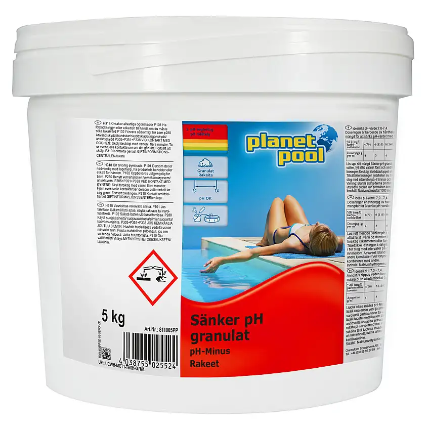 pH-Reglering Planet PoolPoolkemi för Spabad & Pool Granulat 5 kg