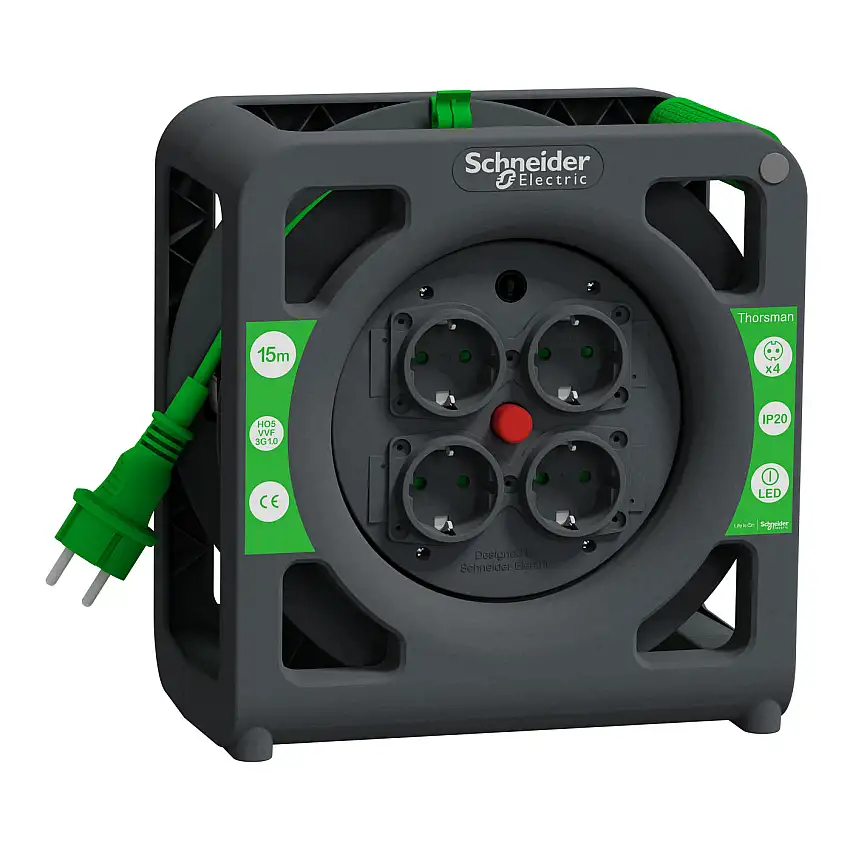 Kabelvinda Schneider ElectricThorsman HO5VVF 3G1.0 IP20 Schuko