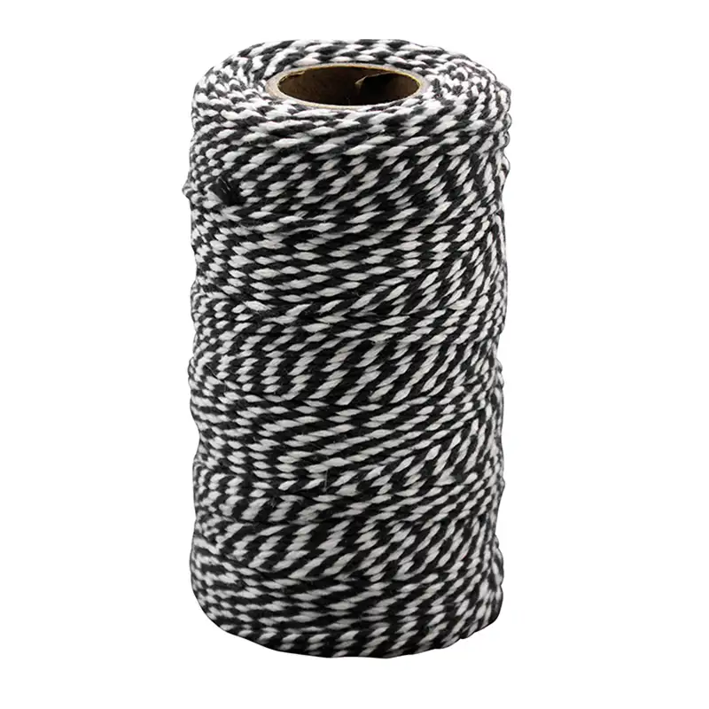 Bomullssnöre ABA SkolSvart/vit 100 M x2 mm