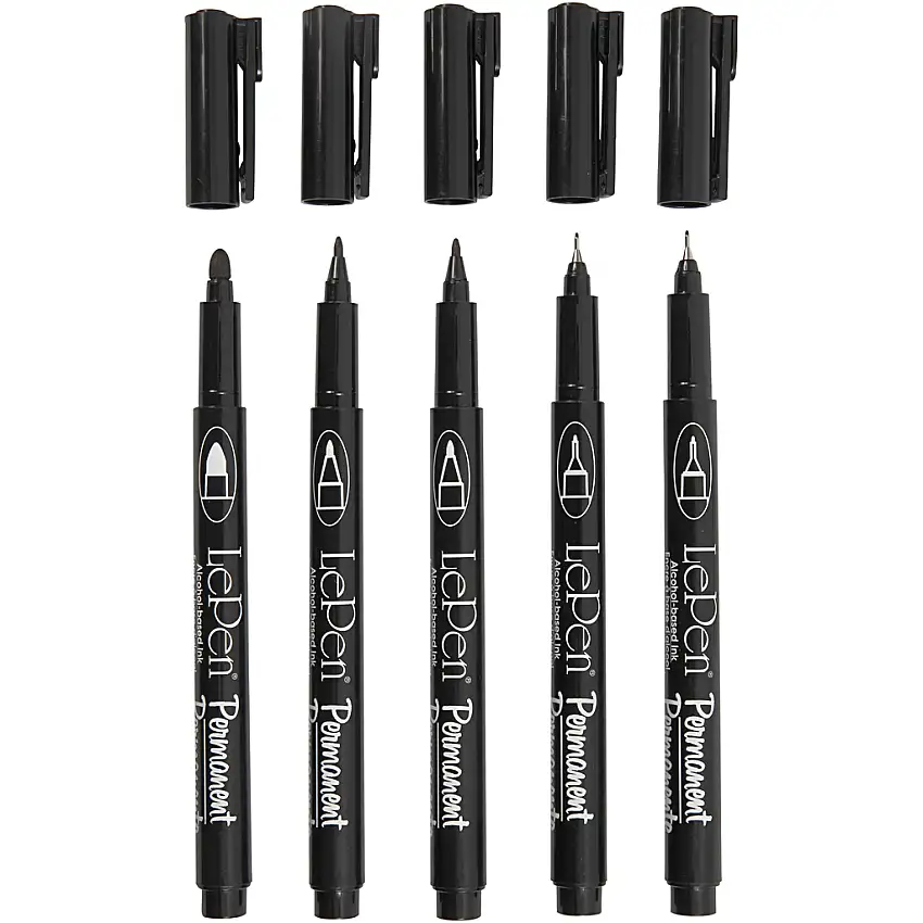 Tusch Creativ CompanyPermanent Svart Spets 2X0,6+2X0,8+1,3 mm 5 St/1 Förp