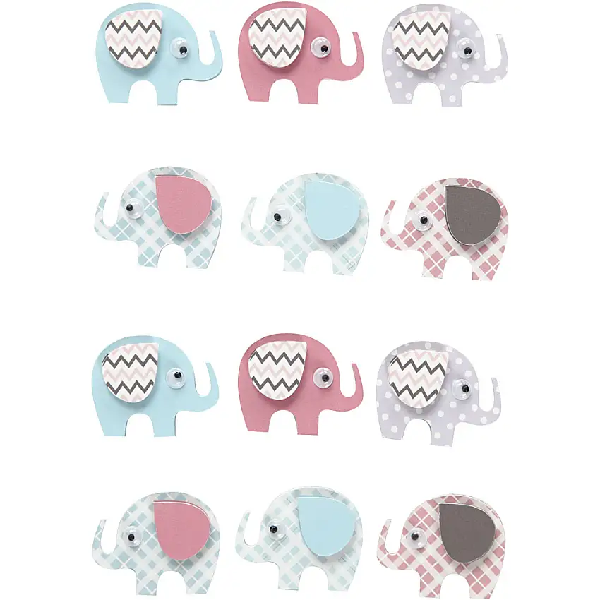 3D-stickers Creativ CompanyElefanter 12-pack