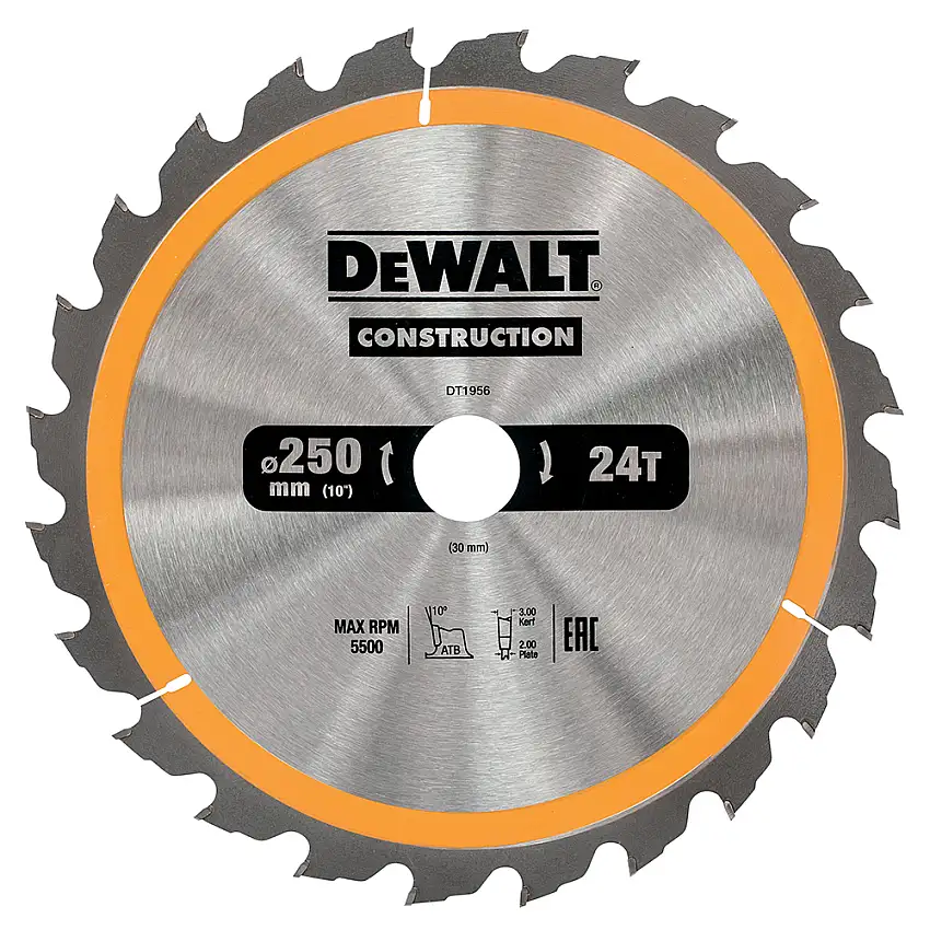 Cirkelsågblad DeWaltDT19-QZ250X30 mm, 24 Tänder
