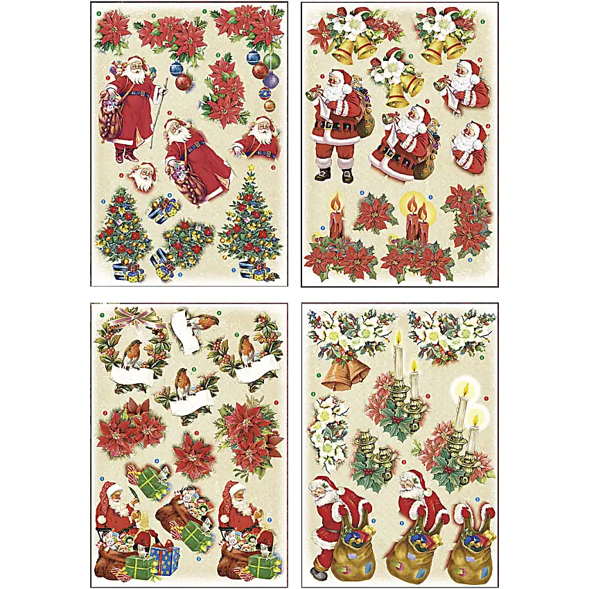 Väggdekor Creativ Company3D Motiv Jultomte och Julstjärnor 4 Ark/1 Förp