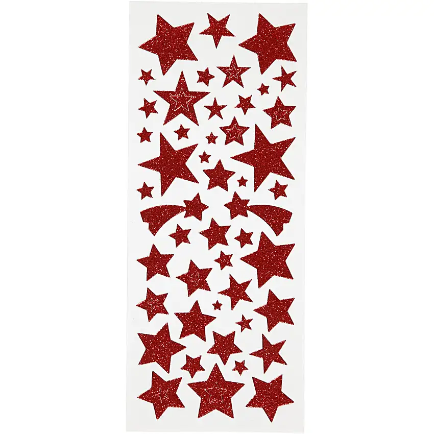 Stickers Creativ CompanyGlitter Stjärnor 2 ArkRöd
