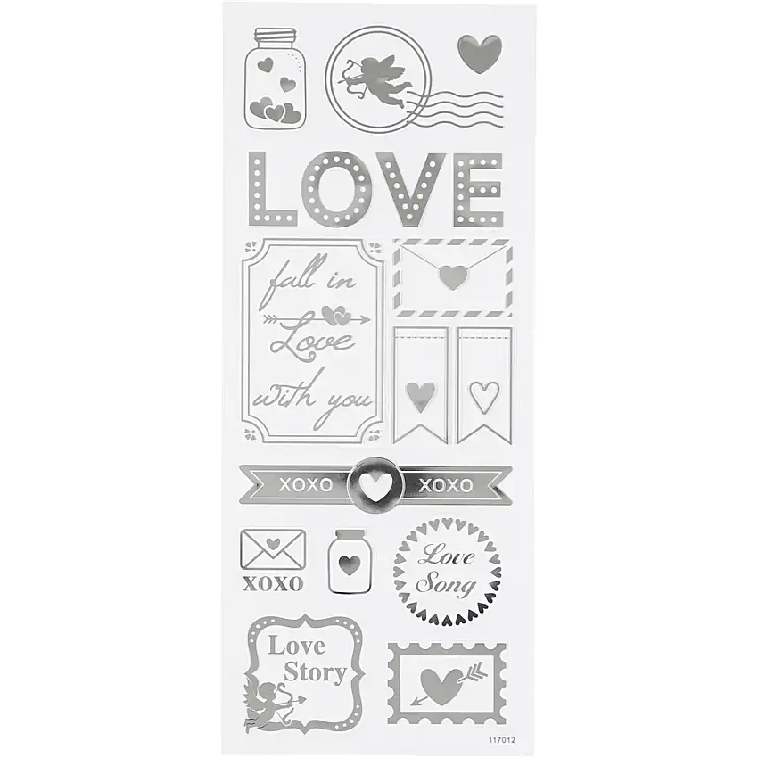 Stickers Creativ CompanyLove 10x24 cm 1 Ark Silver