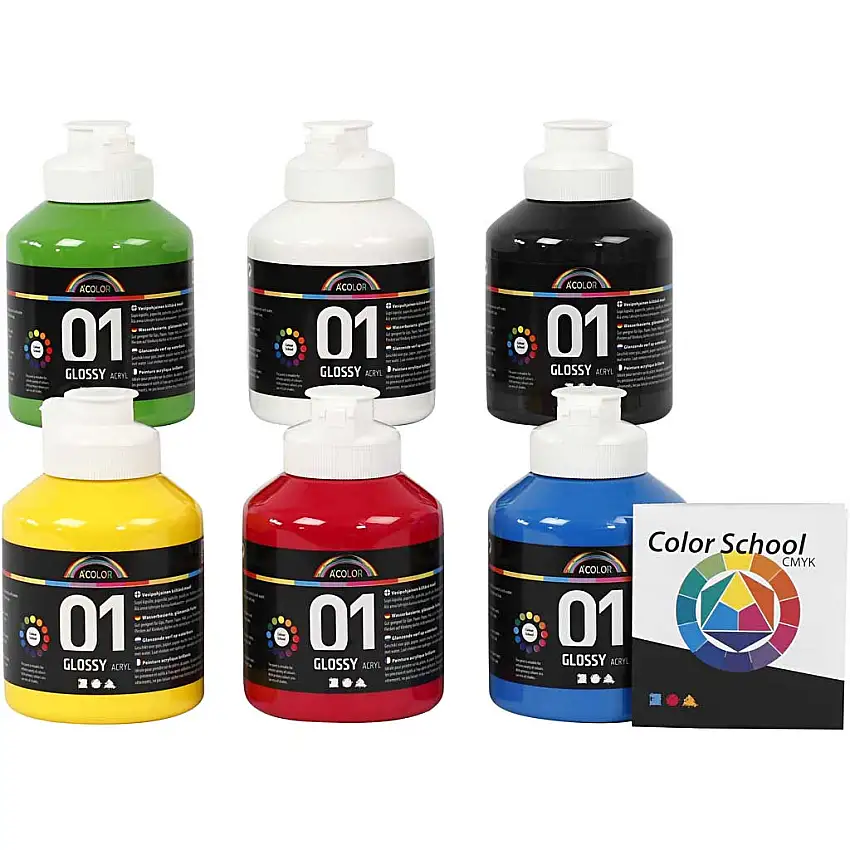 Akrylfärg Creativ CompanyA-color Primärfärger Nr 01 Blank 6st 500 ml/1 Förp