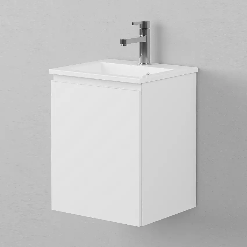 Tvättställsskåp INRViskan Grip 400 med 1 LuckaPremium White, Luckhängning: Höger