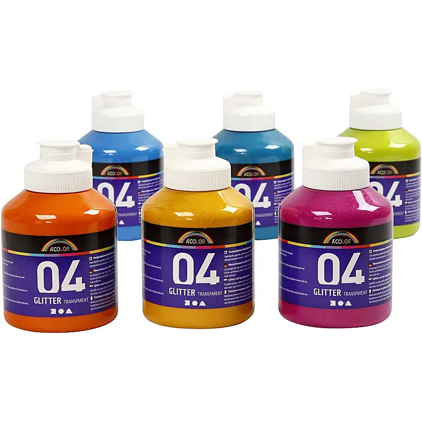 Glitterfärg Creativ CompanyMixade Färger Nr. 04 6x500 ml/1 Låda