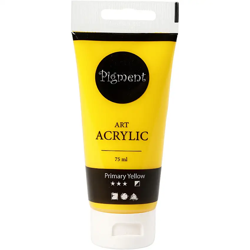 Akrylfärg Creativ CompanyPigment Art 75 ml/1 FlaskaPrimary Yellow, Semi Opaque