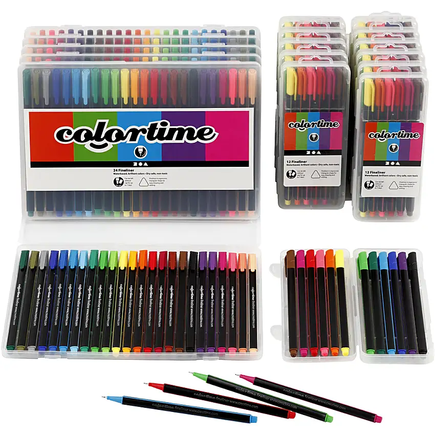 Tusch Creativ CompanyColortime Fineliner 12 St/1 FörpMixade färger, 18 st