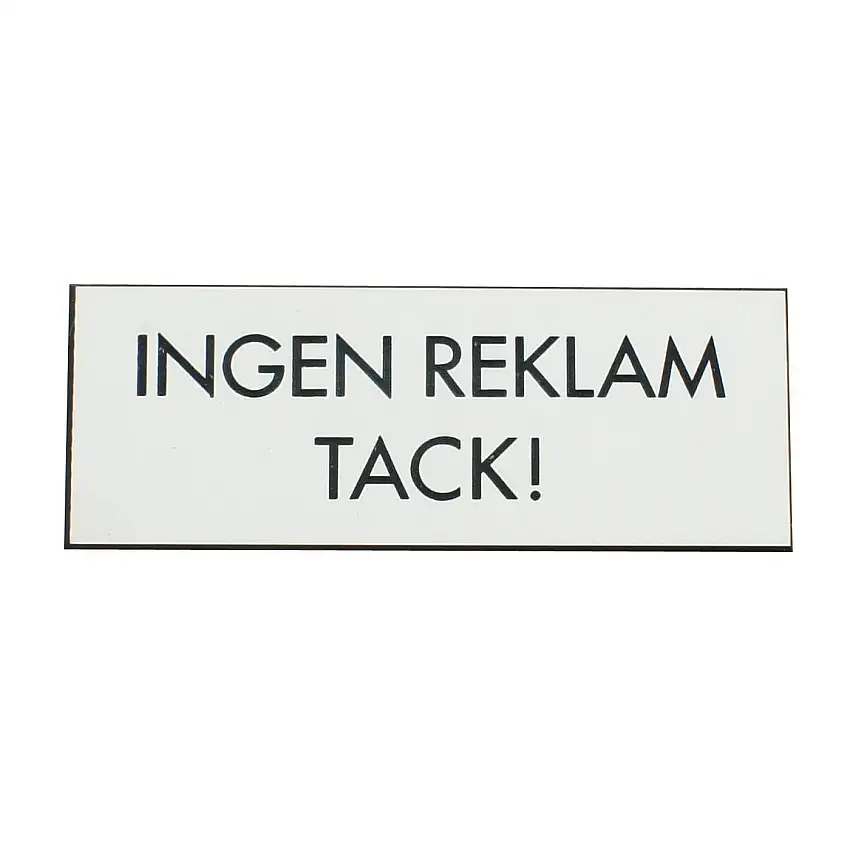 SkyltMillers Dekal Ingen ReklamVit