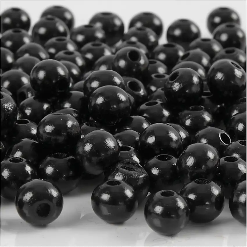 Träpärlor Creativ Company8 mm Hålstl 2 mm 15 g/1 FörpSvart