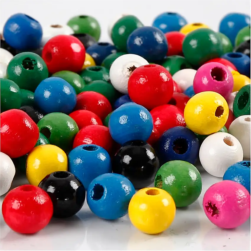 Träpärlor Creativ Company8 mm Hålstl 2 mm 15 g/1 FörpMixade färger