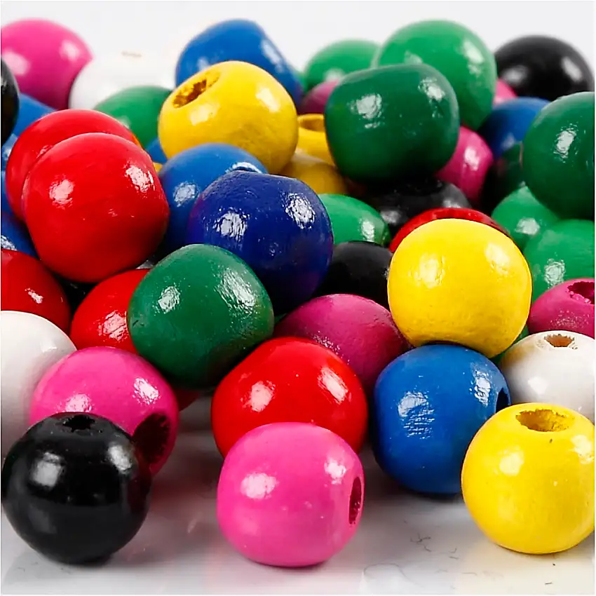 Träpärlor Creativ Company10 mm Hålstl 3 mm 20 g/1 FörpMixade färger