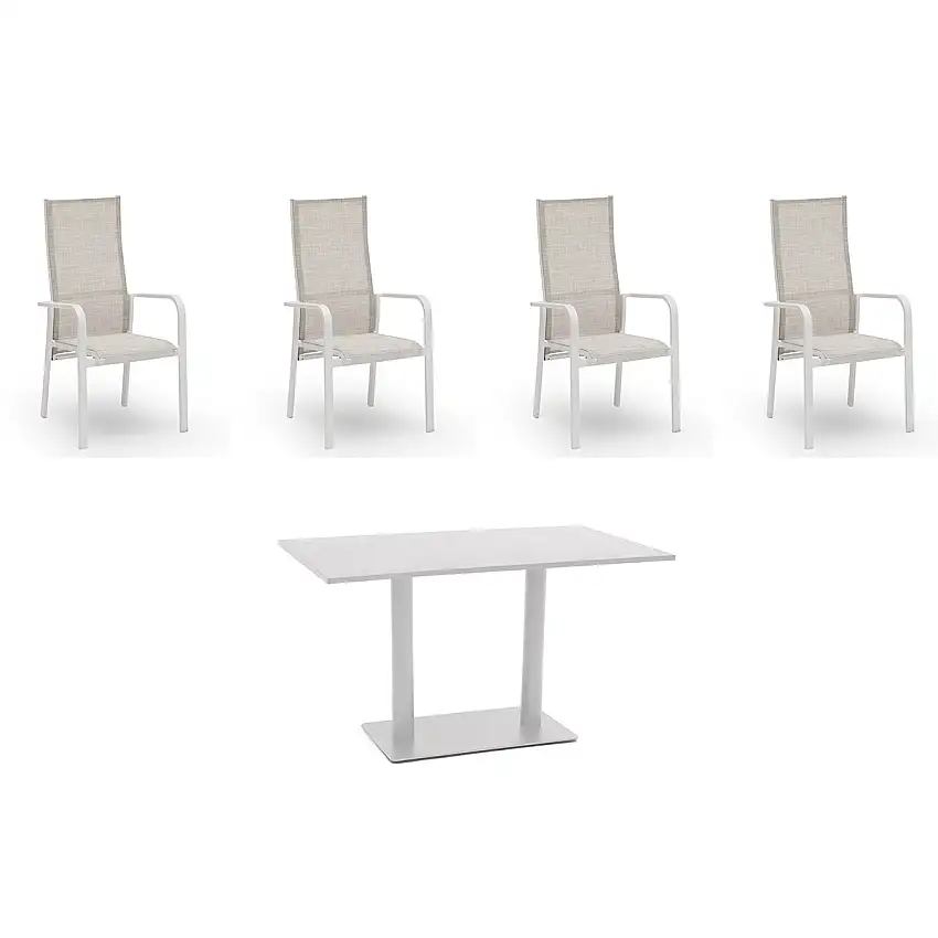Caféset HillerstorpHånger 4st Stapelstolar med Näsby Cafébord 70x120cmVit