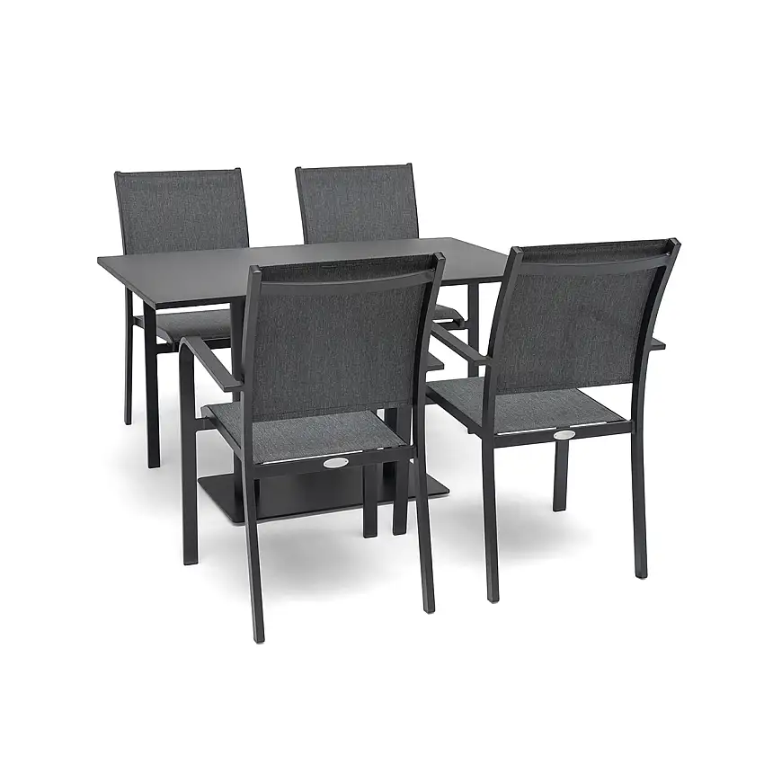 Caféset HillerstorpHånger 4st Stapelstolar med Näsby Cafébord 70x120cm