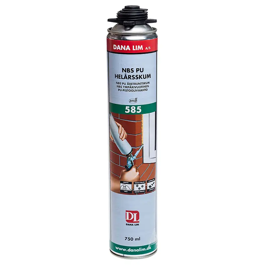 Pistolskum DanalimProf 585 Byggfog & Butyltätning Polyuretan 750 ml
