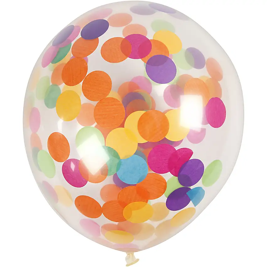 Ballonger Creativ Companymed Konfetti Transparent Runda 23 cm 4 st/1 Förp