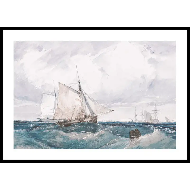 Poster GallerixA Cutter And Other Shipping In A Breeze By Richard Parkes Bonington21x30 cm