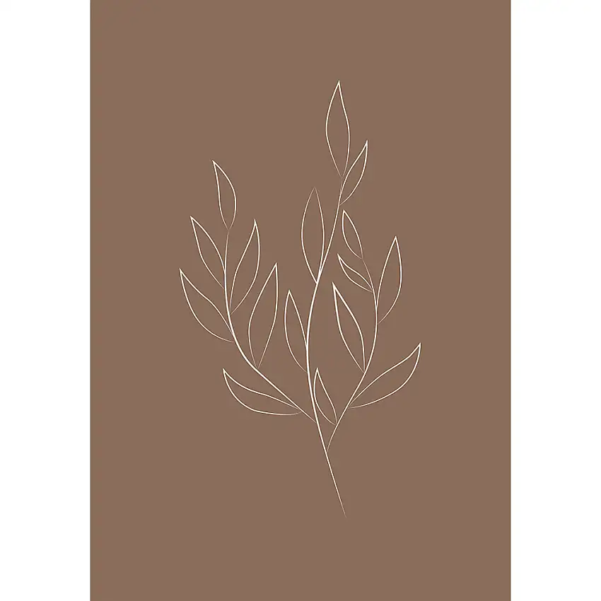 Posters Venture HomeDrawed Leaf Brun21x30 cm