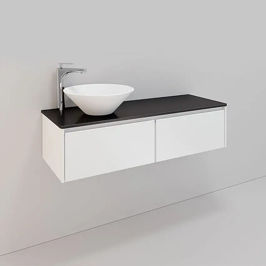 Tvättställsskåp NoroLifestyle Concept Loop 120 LågBxH: 120x34,5 cm, 2 lådor, Tvättställ till vänster