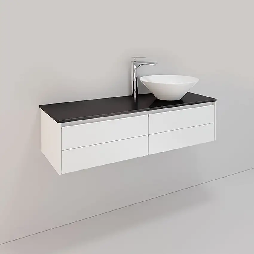 Tvättställsskåp NoroLifestyle Concept Loop 120 LågBxH: 120x34,5 cm, 4 lådor, Tvättställ till höger