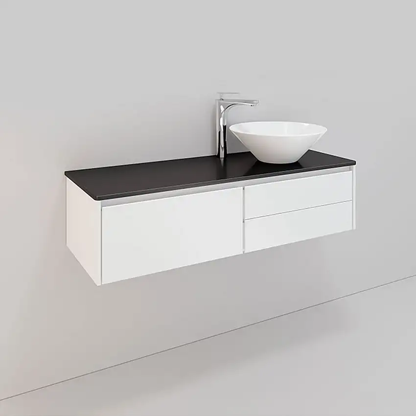 Tvättställsskåp NoroLifestyle Concept Loop 120 LågBxH: 120x34,5 cm, 3 lådor, Tvättställ till höger