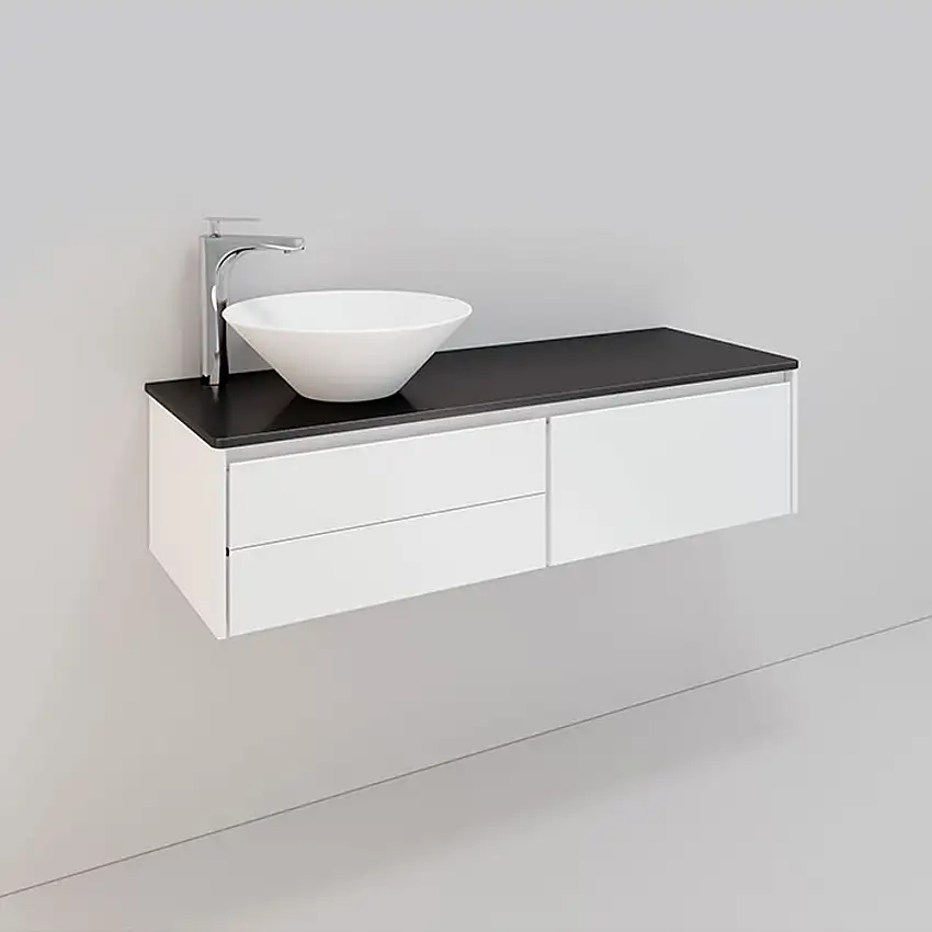 Tvättställsskåp NoroLifestyle Concept Loop 120 LågBxH: 120x34,5 cm, 3 lådor, Tvättställ till vänster