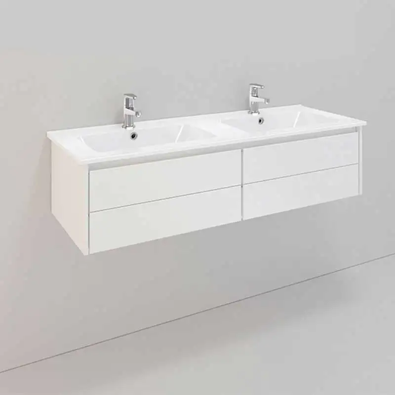 Tvättställsskåp NoroLifestyle Concept Nedsänkt Tvättställ 120 LågBxH: 120x34,5 cm, 4 lådor, Låga dubbla Tvättställ