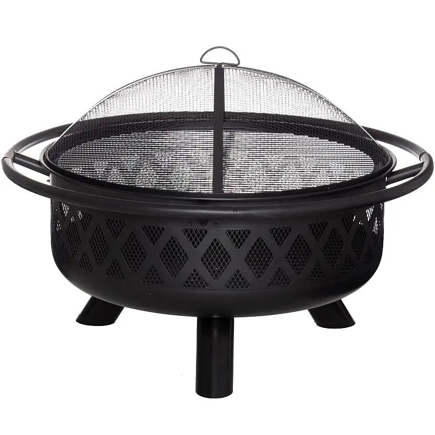 Eldstad MustangLivingston Utomhus Eldfat 74cm med Gnistskydd och Grillgaller