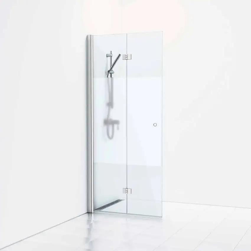 Duschdörr SvedbergsSkoga Vikskärmvägg97x3x198, Matt Aluminium/Halvfrost Integrerat handtag