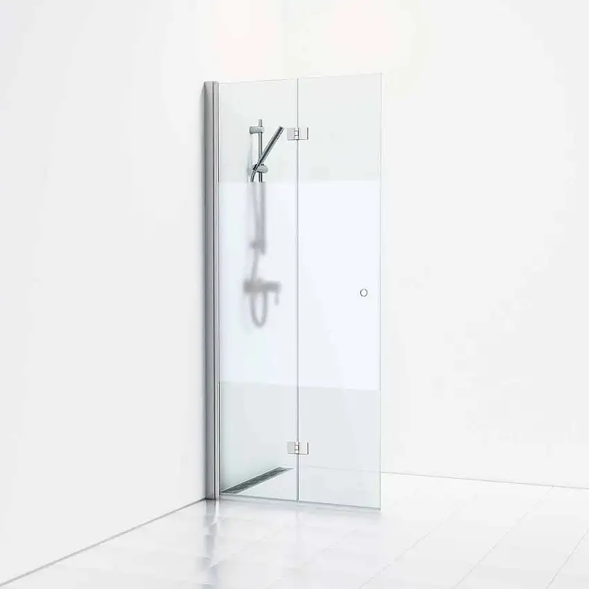 Duschdörr SvedbergsSkoga Vikskärmvägg97x3x198, Blank Aluminium/Halvfrost Integrerat handtag