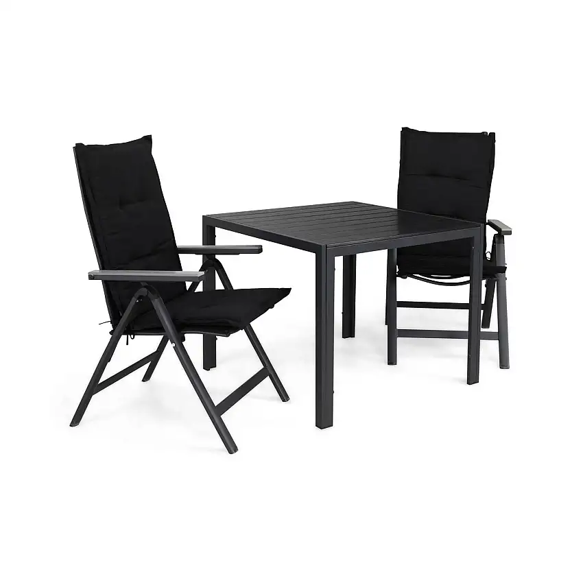 Matgrupp Comfort GardenTunis Matgrupp Utomhus 90x90 med 2 Monaco Light Positionsstol m DynaSvart/Svart