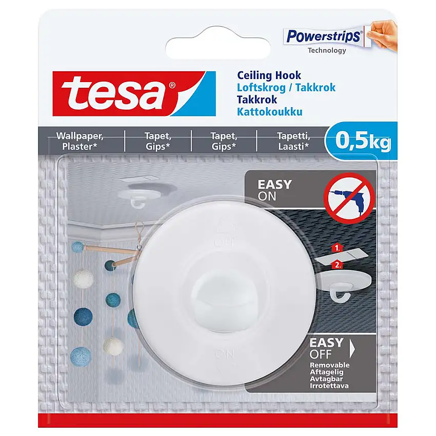 Självhäftande Takkrok TesaJusterbar 0,5 kg
