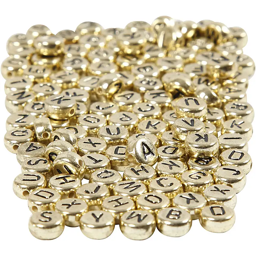 Bokstavspärlor Creativ CompanyGuld Dia. 7 mm Hålstl 1,2 mm 165 g/1 Förp