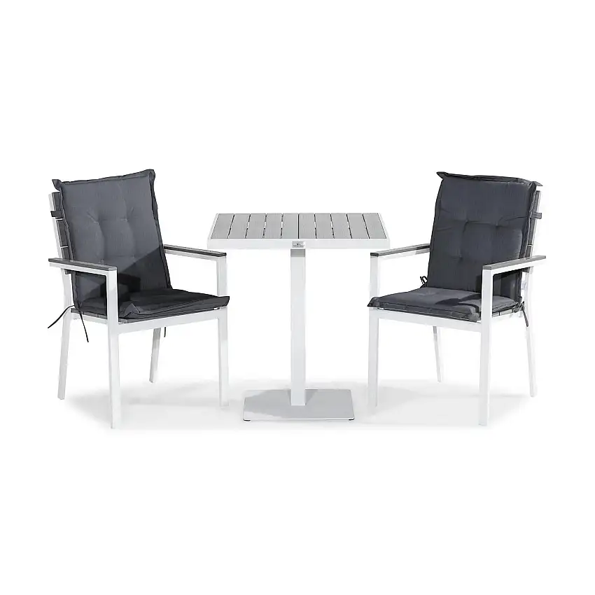 Cafégrupp Comfort GardenTunis Caféset 70x70 med 2 Stapelstolar m DynaDynfärg: Grå