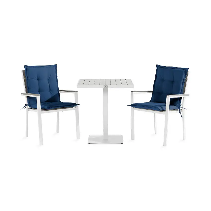 Cafégrupp Comfort GardenTunis Caféset 70x70 med 2 Stapelstolar m DynaDynfärg: Blå