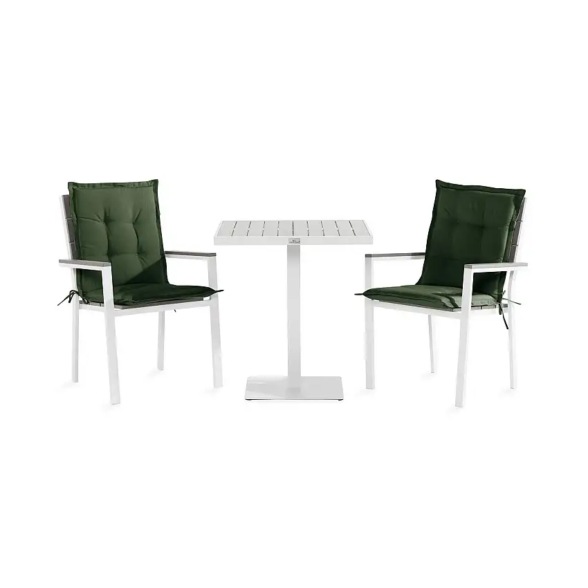 Cafégrupp Comfort GardenTunis Caféset 70x70 med 2 Stapelstolar m Dyna