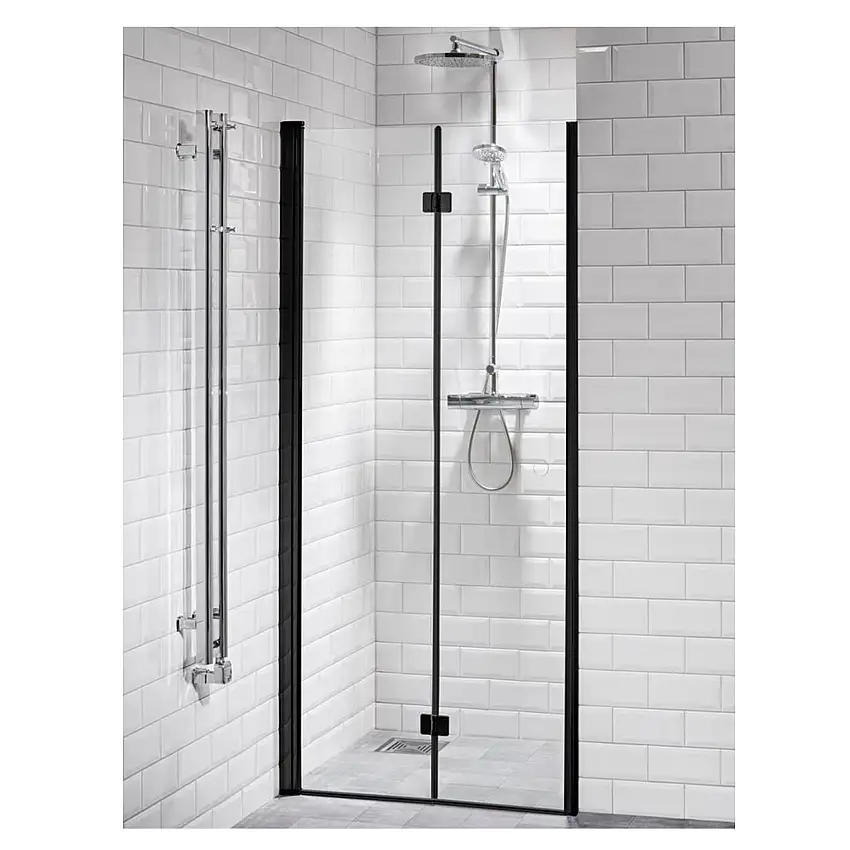 Duschdörr AlternaLusso VikdörrProfil: Mattsvart, Bredd: 974 mm