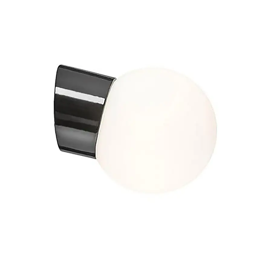 Vägglampa Ifö ElectricClassic Glob Matt Sned IP54Svart/Matt Opalglas, 150 mm