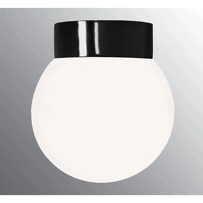 Vägg-/Taklampa Ifö ElectricClassic Glob 200 Matt Rak IP44 E27Svart/Matt Opalglas