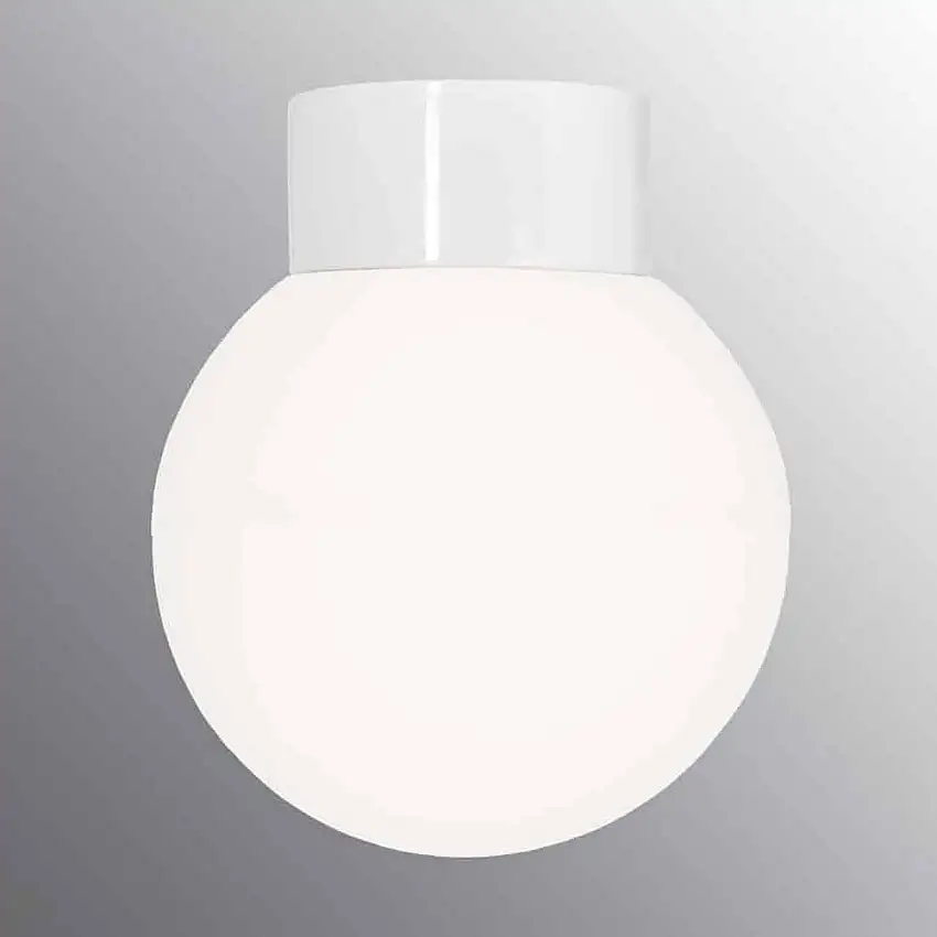 Vägg-/Taklampa Ifö ElectricClassic Glob Opalglas IP54 Rak E27Vit, D: 200 mm
