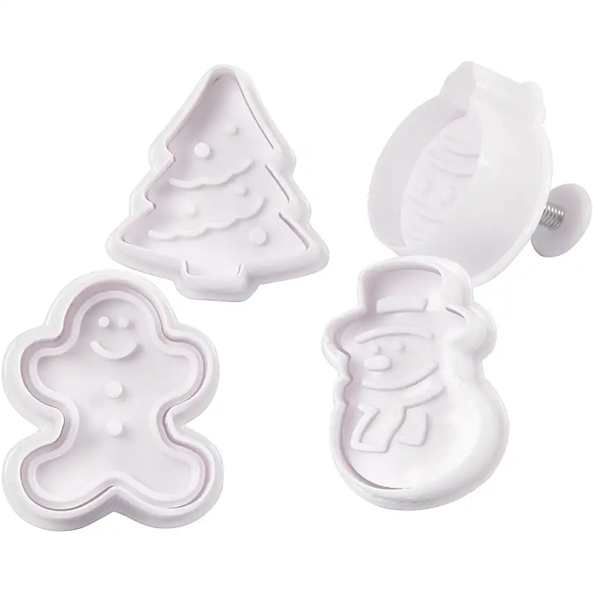 Utsticksform Creativ Companymed Prägel Vit Julgran Snögubbe Pepparkaksgubbe Kula 5 cm 4 St/1 Förp