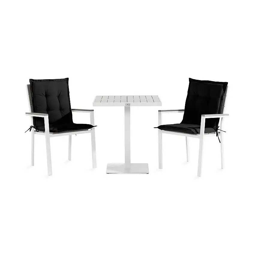 Cafégrupp Comfort GardenTunis Caféset 70x70 med 2 Stapelstolar m DynaDynfärg: Svart