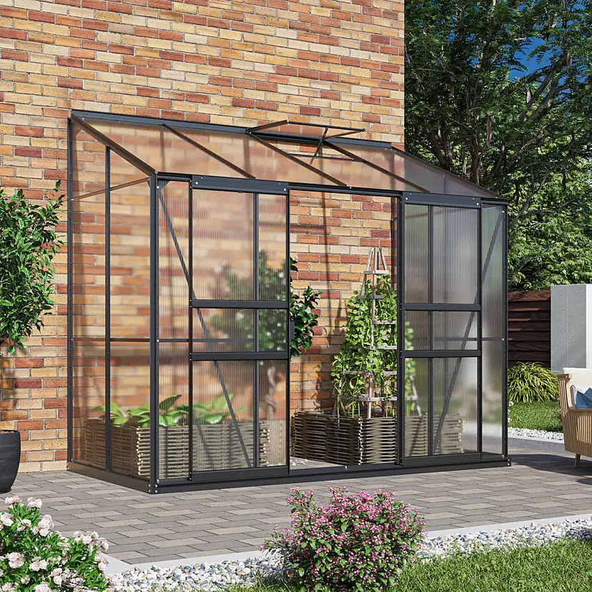 Växthus Plast VitaviaIda 3300 med Sockel 4mm PolykarbonatSvart